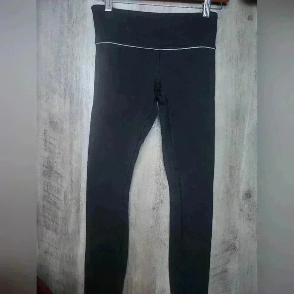 Lululemon reversible black stripe grey leggings full length size 4 - Picture 2 of 8